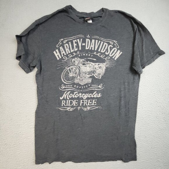 Harley-Davidson Shirt Large Decatur IL Eagle Born Ride Stretch Thin Breathable - Picture 1 of 13